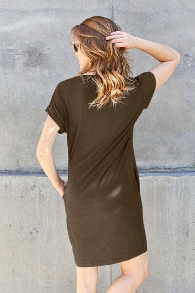 Basic Bae Full Size Round Neck Short Sleeve Dress with Pockets - Loulou Boutique