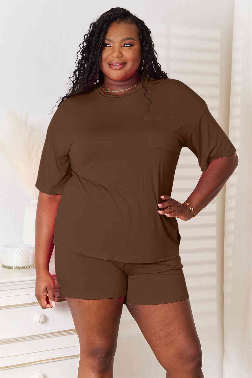 Basic Bae Full Size Soft Rayon Half Sleeve Top and Shorts Set - Loulou Boutique