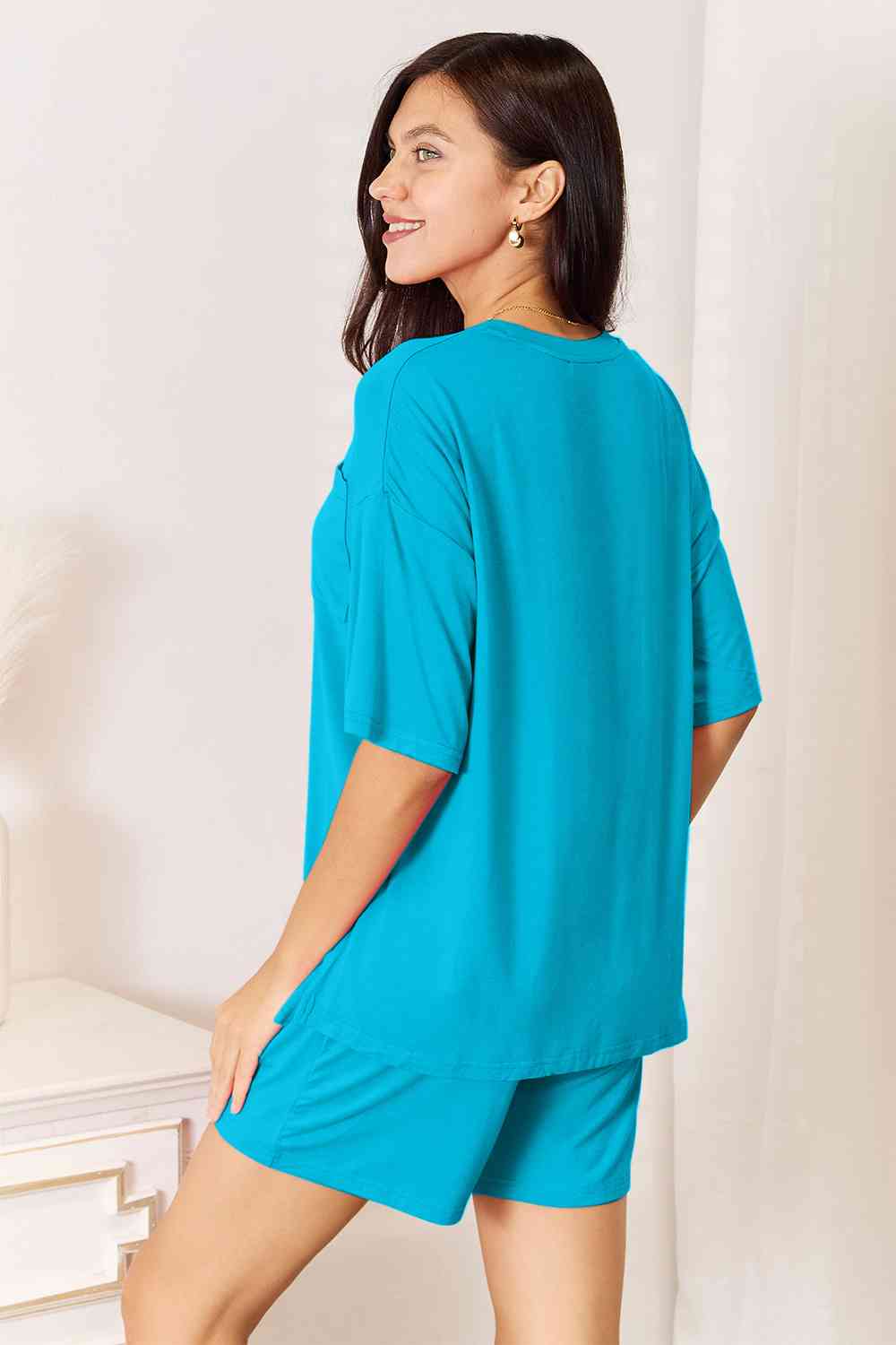 Basic Bae Full Size Soft Rayon Half Sleeve Top and Shorts Set - Loulou Boutique