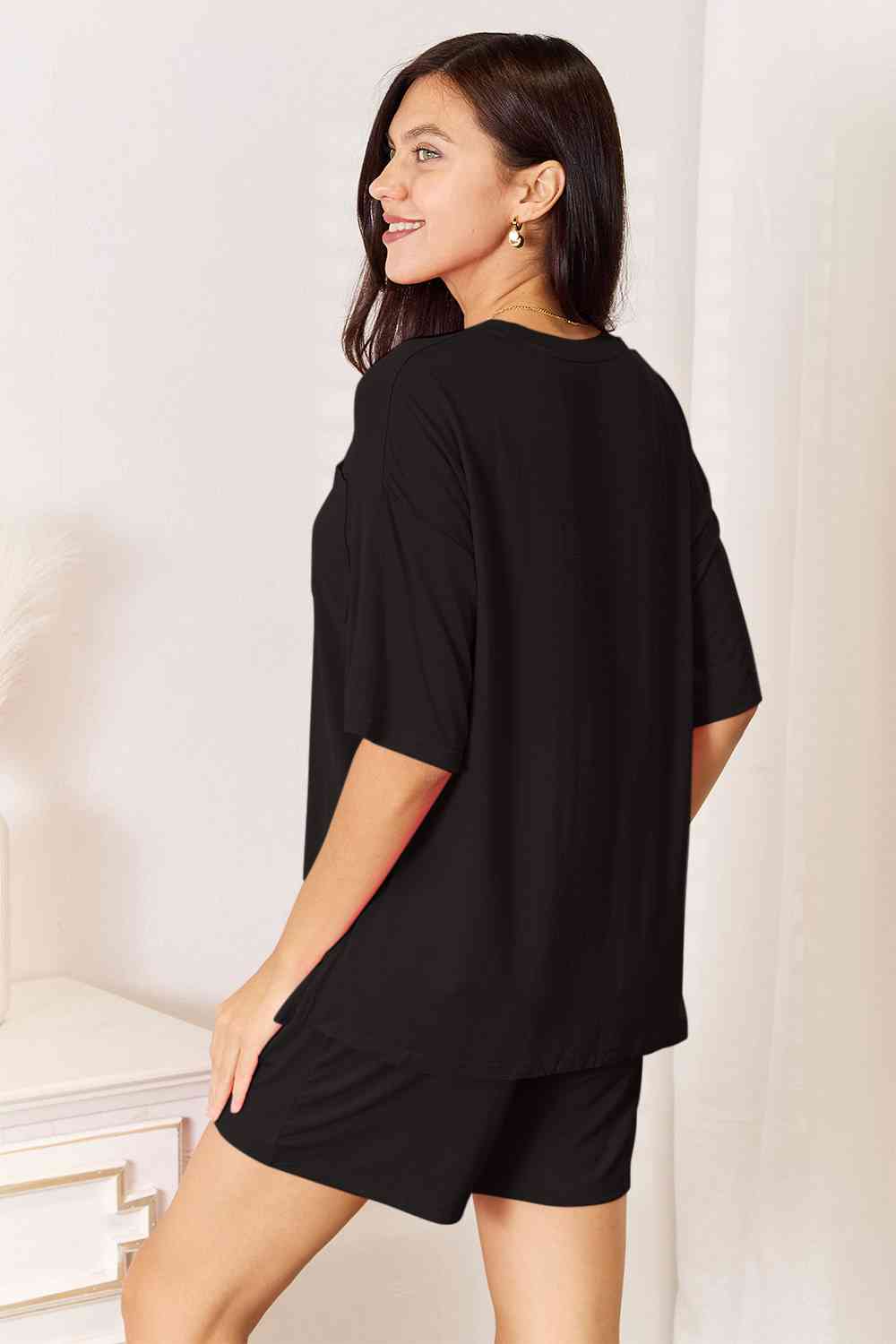Basic Bae Full Size Soft Rayon Half Sleeve Top and Shorts Set - Loulou Boutique