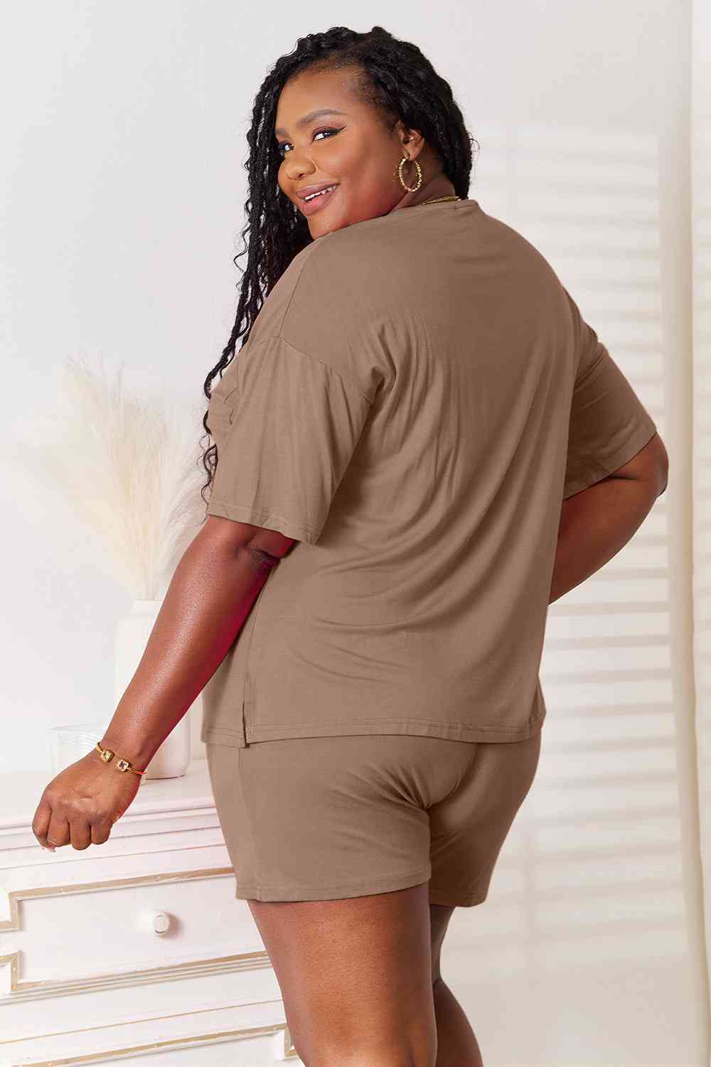 Basic Bae Full Size Soft Rayon Half Sleeve Top and Shorts Set - Loulou Boutique