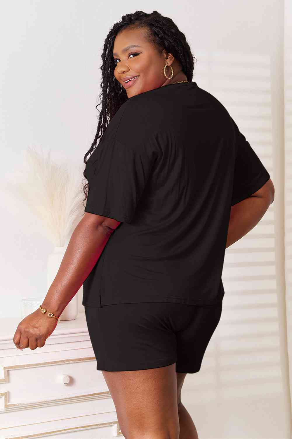 Basic Bae Full Size Soft Rayon Half Sleeve Top and Shorts Set - Loulou Boutique