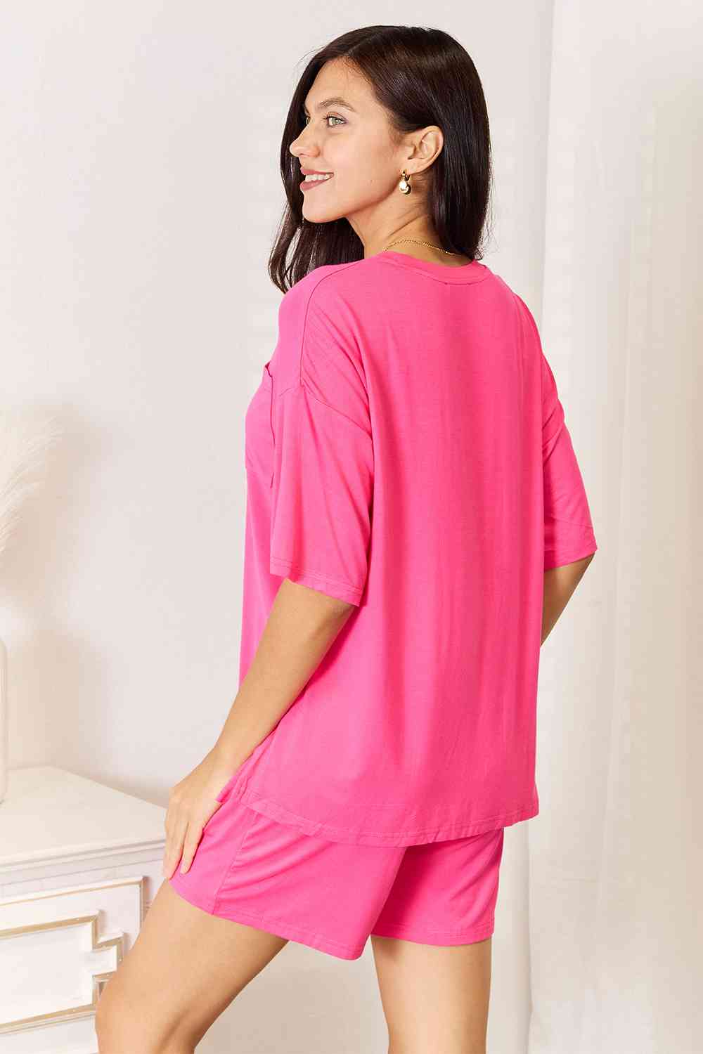 Basic Bae Full Size Soft Rayon Half Sleeve Top and Shorts Set - Loulou Boutique