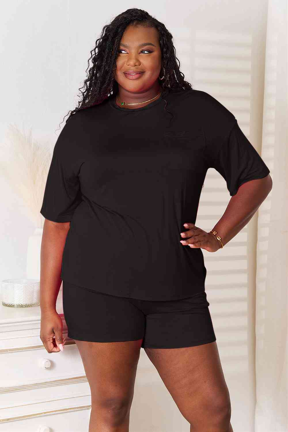 Basic Bae Full Size Soft Rayon Half Sleeve Top and Shorts Set - Loulou Boutique