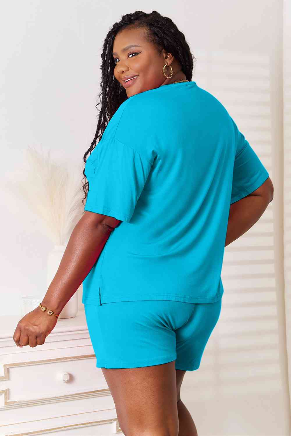 Basic Bae Full Size Soft Rayon Half Sleeve Top and Shorts Set - Loulou Boutique