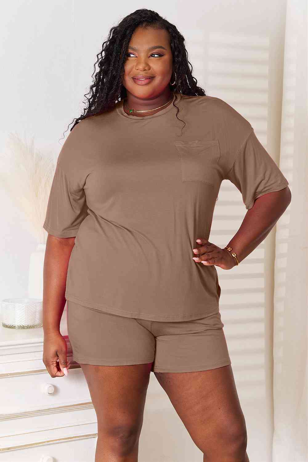 Basic Bae Full Size Soft Rayon Half Sleeve Top and Shorts Set - Loulou Boutique