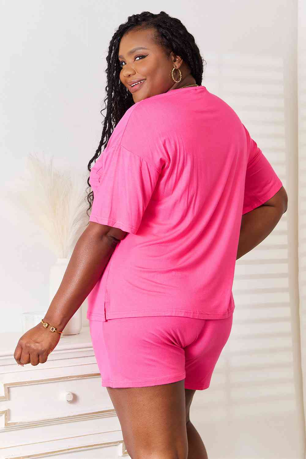 Basic Bae Full Size Soft Rayon Half Sleeve Top and Shorts Set - Loulou Boutique