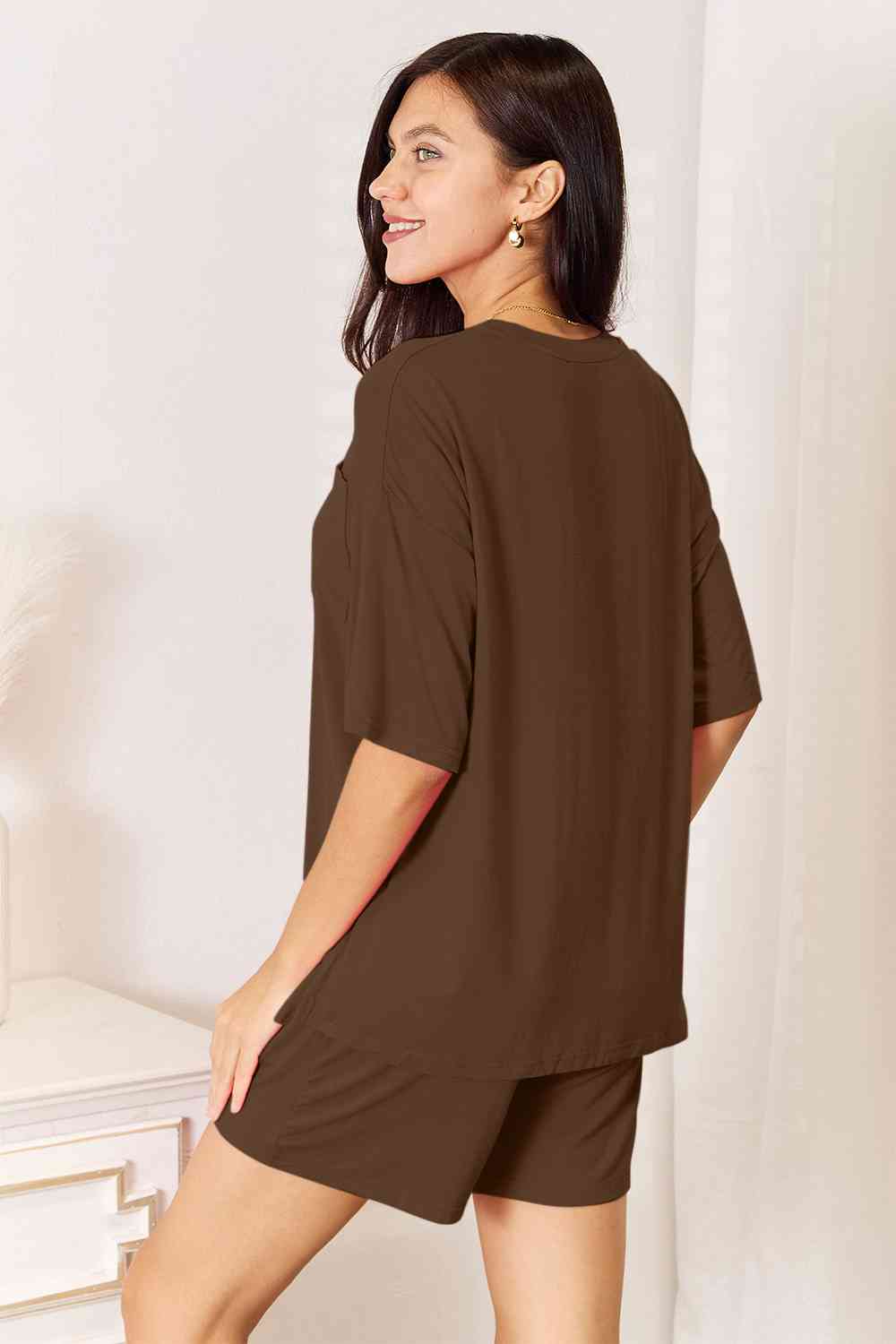 Basic Bae Full Size Soft Rayon Half Sleeve Top and Shorts Set - Loulou Boutique