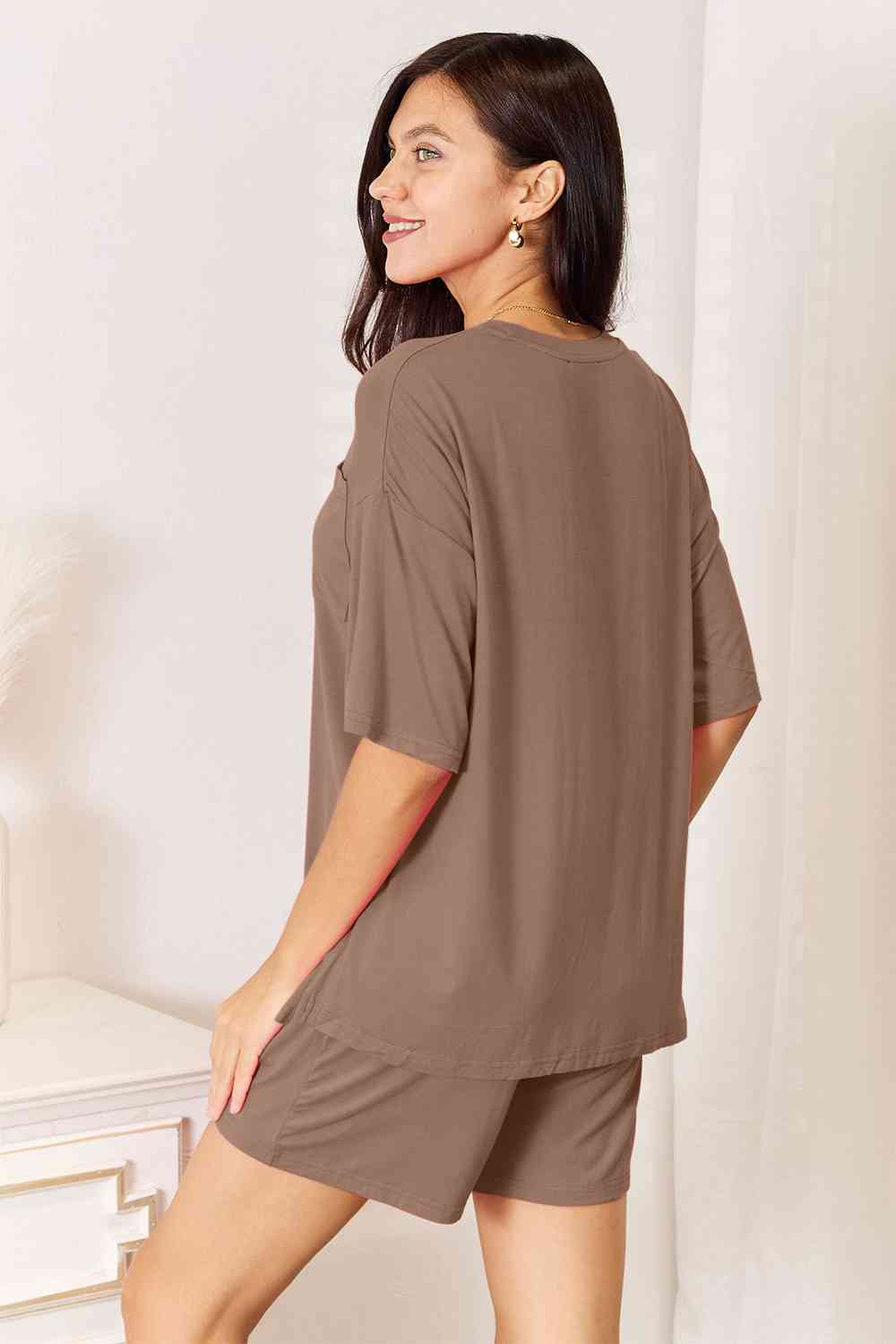 Basic Bae Full Size Soft Rayon Half Sleeve Top and Shorts Set - Loulou Boutique