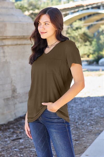 Basic Bae Full Size V-Neck Short Sleeve T-Shirt - Loulou Boutique