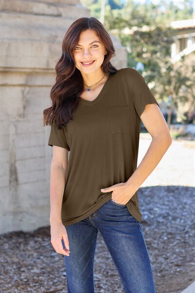 Basic Bae Full Size V-Neck Short Sleeve T-Shirt - Loulou Boutique