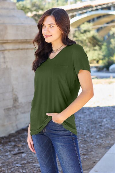 Basic Bae Full Size V-Neck Short Sleeve T-Shirt - Loulou Boutique