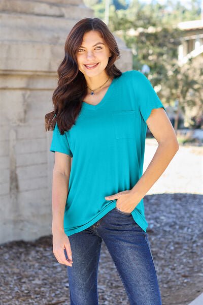 Basic Bae Full Size V-Neck Short Sleeve T-Shirt - Loulou Boutique
