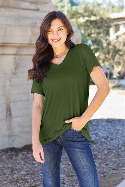 Basic Bae Full Size V-Neck Short Sleeve T-Shirt - Loulou Boutique