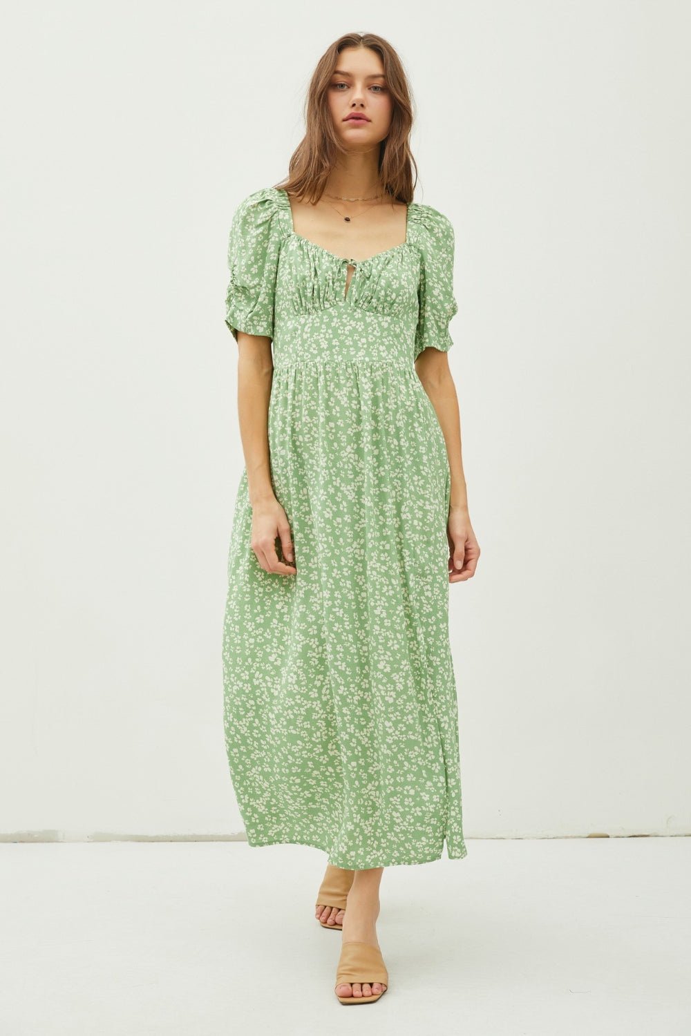 Be Cool Floral Smocked Back Slit Dress - Loulou Boutique
