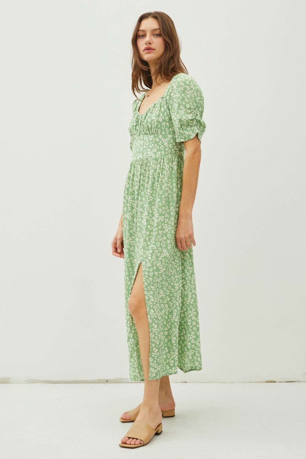 Be Cool Floral Smocked Back Slit Dress - Loulou Boutique