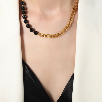 Bead Detail Chunky Chain Necklace - Loulou Boutique