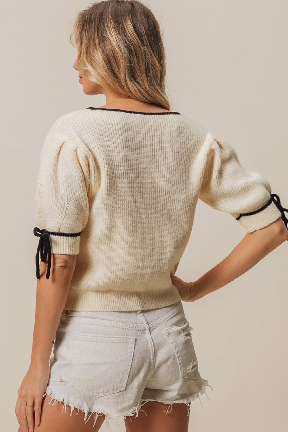 BiBi Contrast Binding Buttoned Cardigan - Loulou Boutique