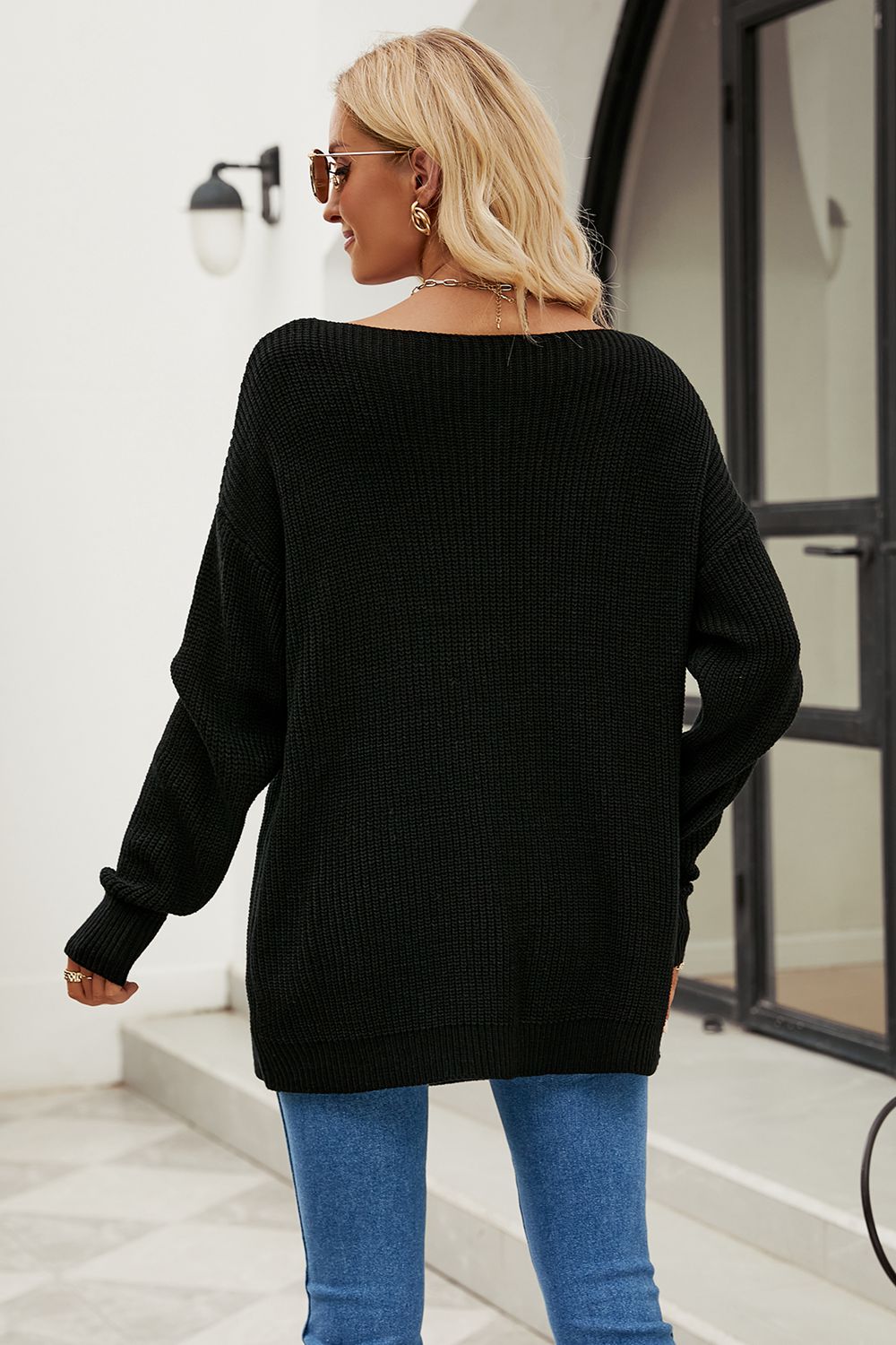 Boat Neck Dropped Shoulder Knit Top - Loulou Boutique