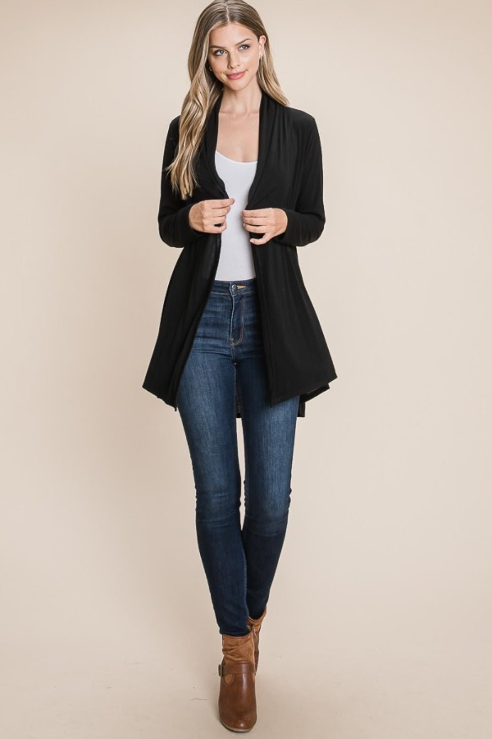 BOMBOM Open Front Long Sleeve Cardigan - Loulou Boutique