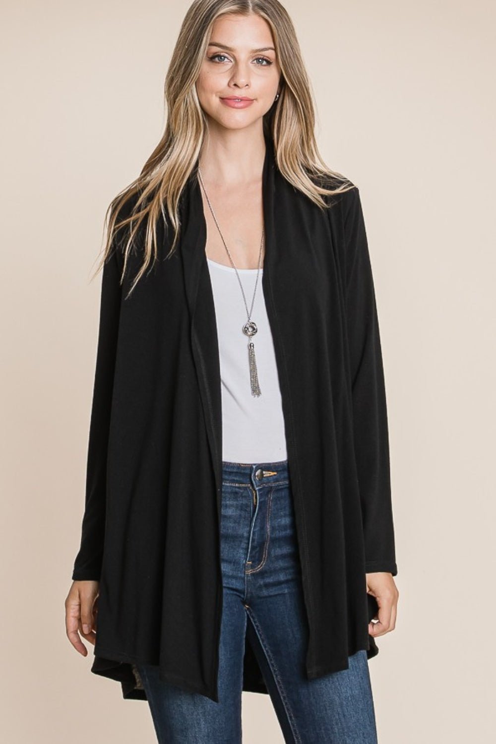 BOMBOM Open Front Long Sleeve Cardigan - Loulou Boutique