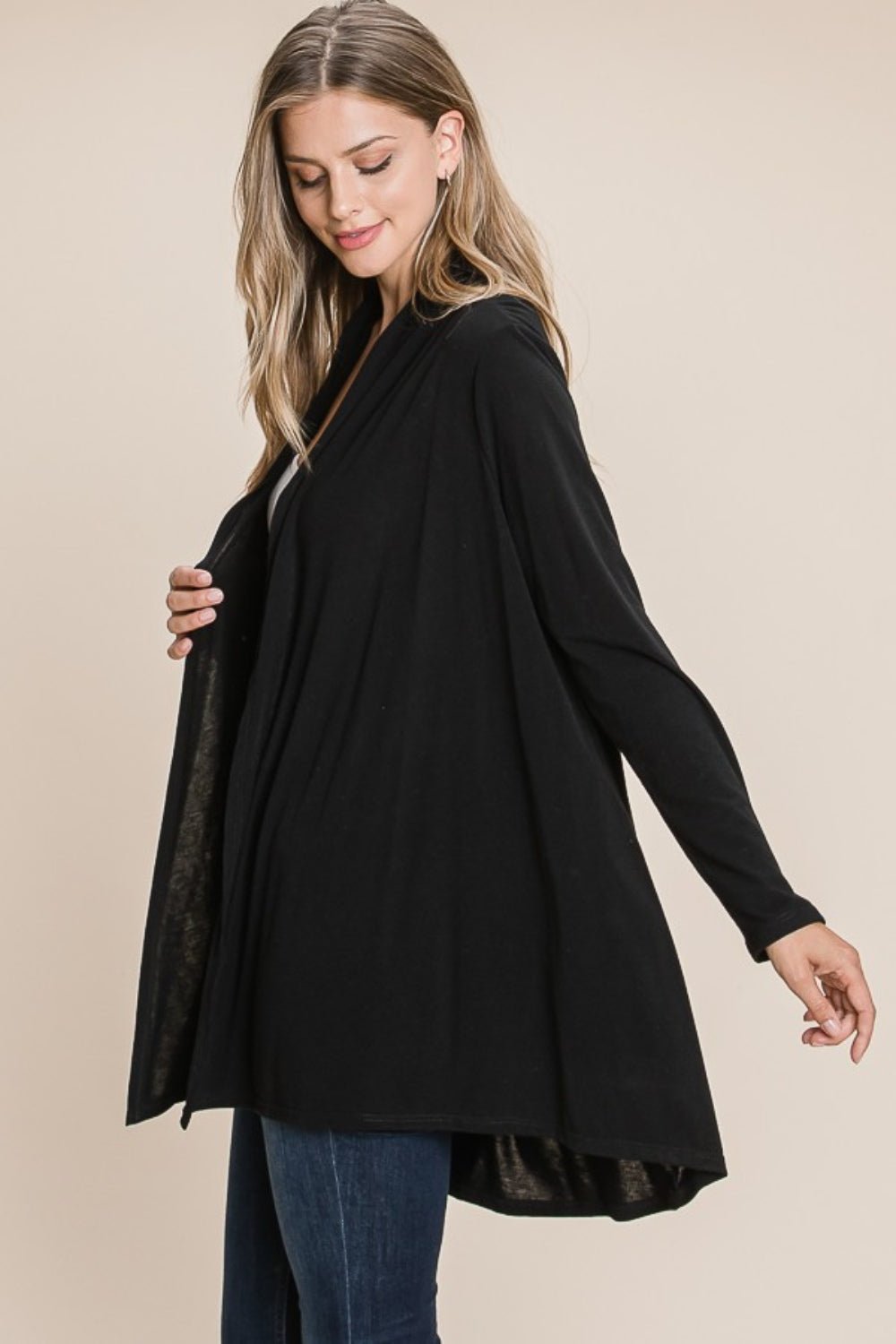 BOMBOM Open Front Long Sleeve Cardigan - Loulou Boutique