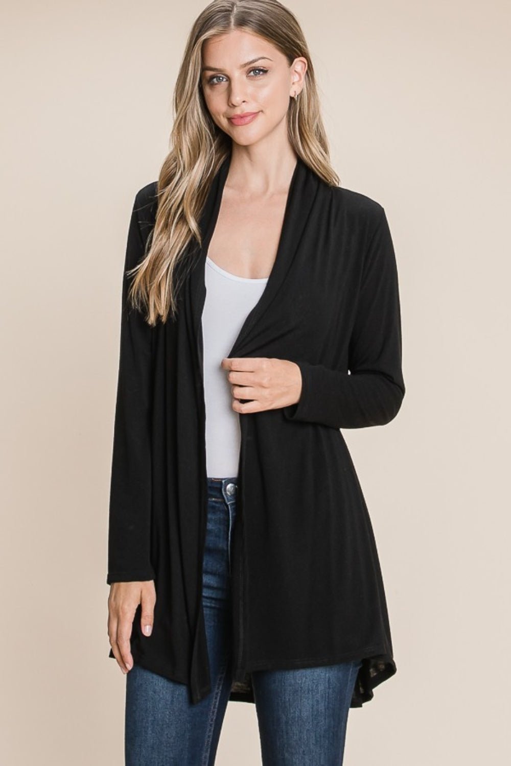 BOMBOM Open Front Long Sleeve Cardigan - Loulou Boutique