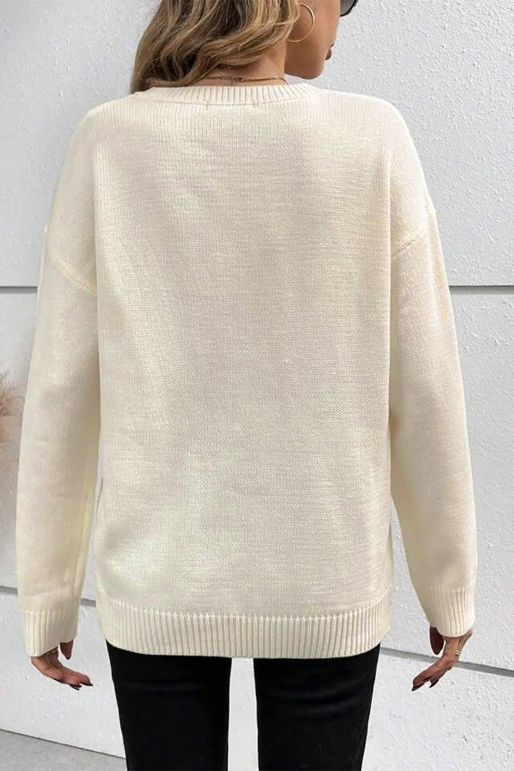 BOO Round Neck Long Sleeve Sweater - Loulou Boutique