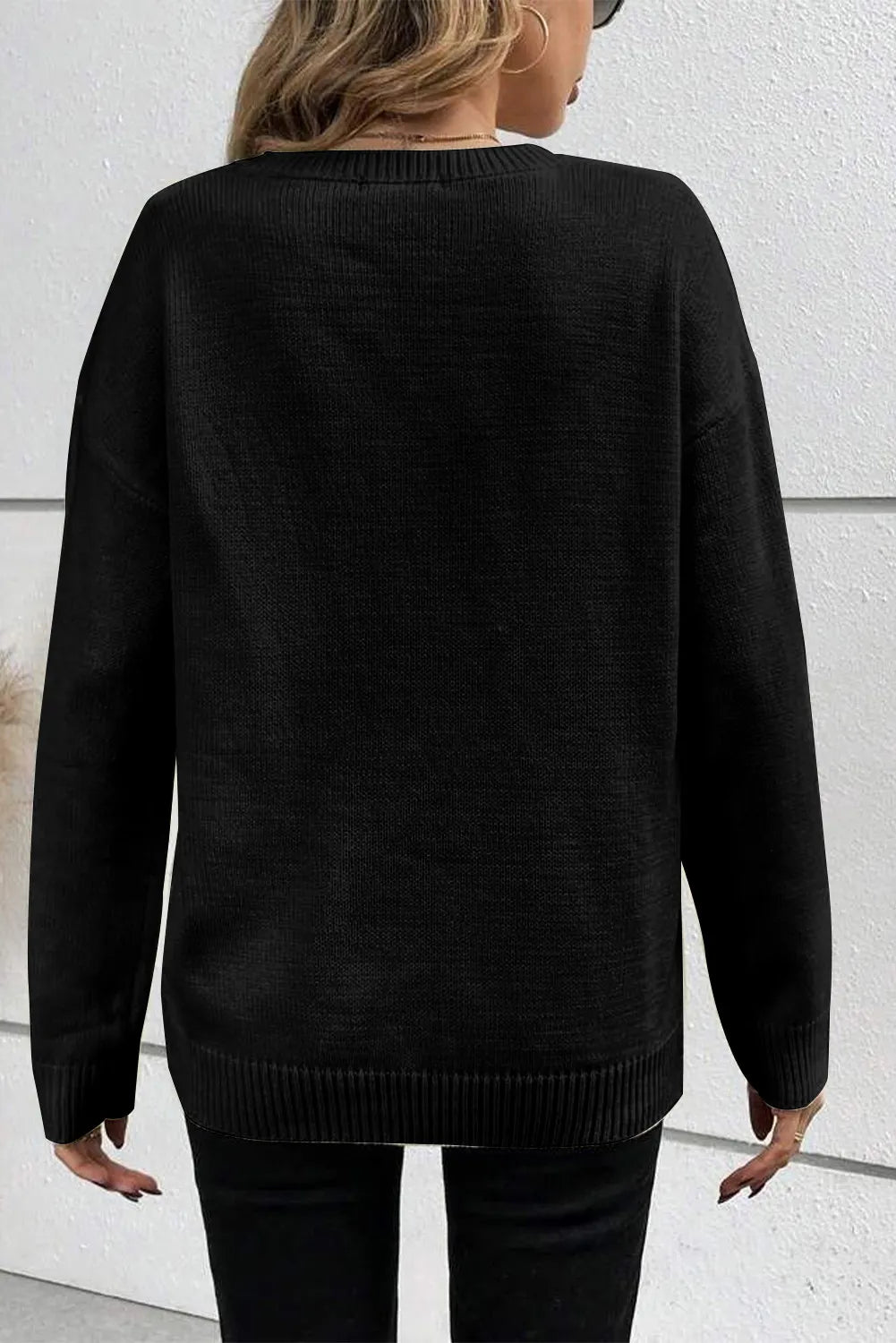 BOO Round Neck Long Sleeve Sweater - Loulou Boutique