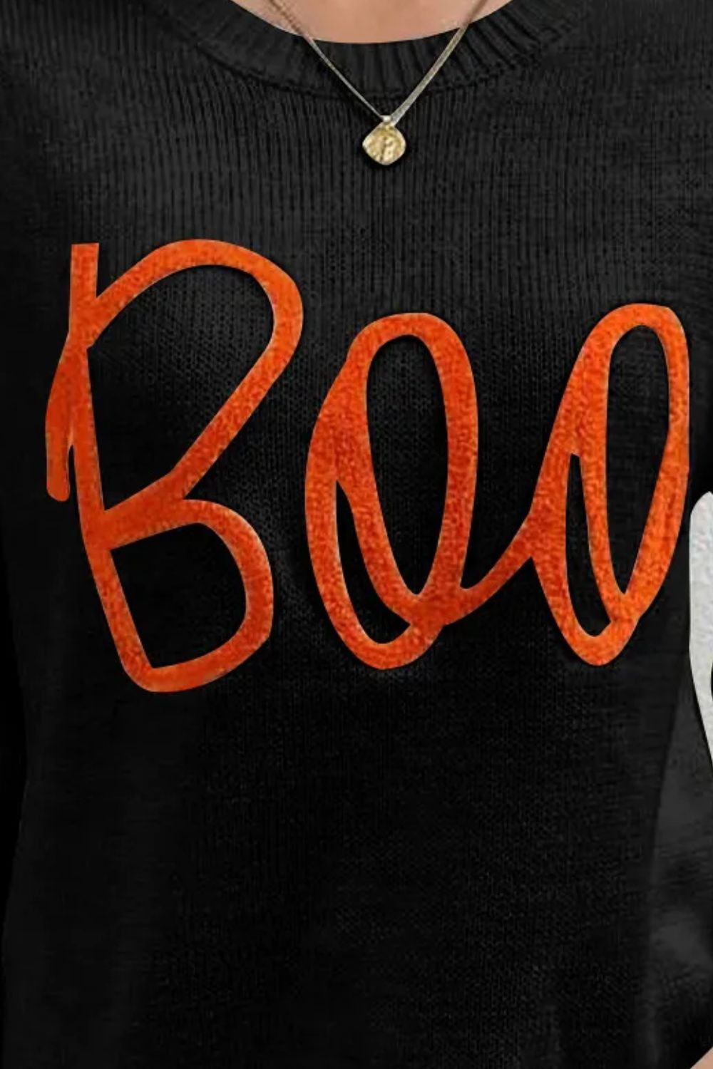 BOO Round Neck Long Sleeve Sweater - Loulou Boutique