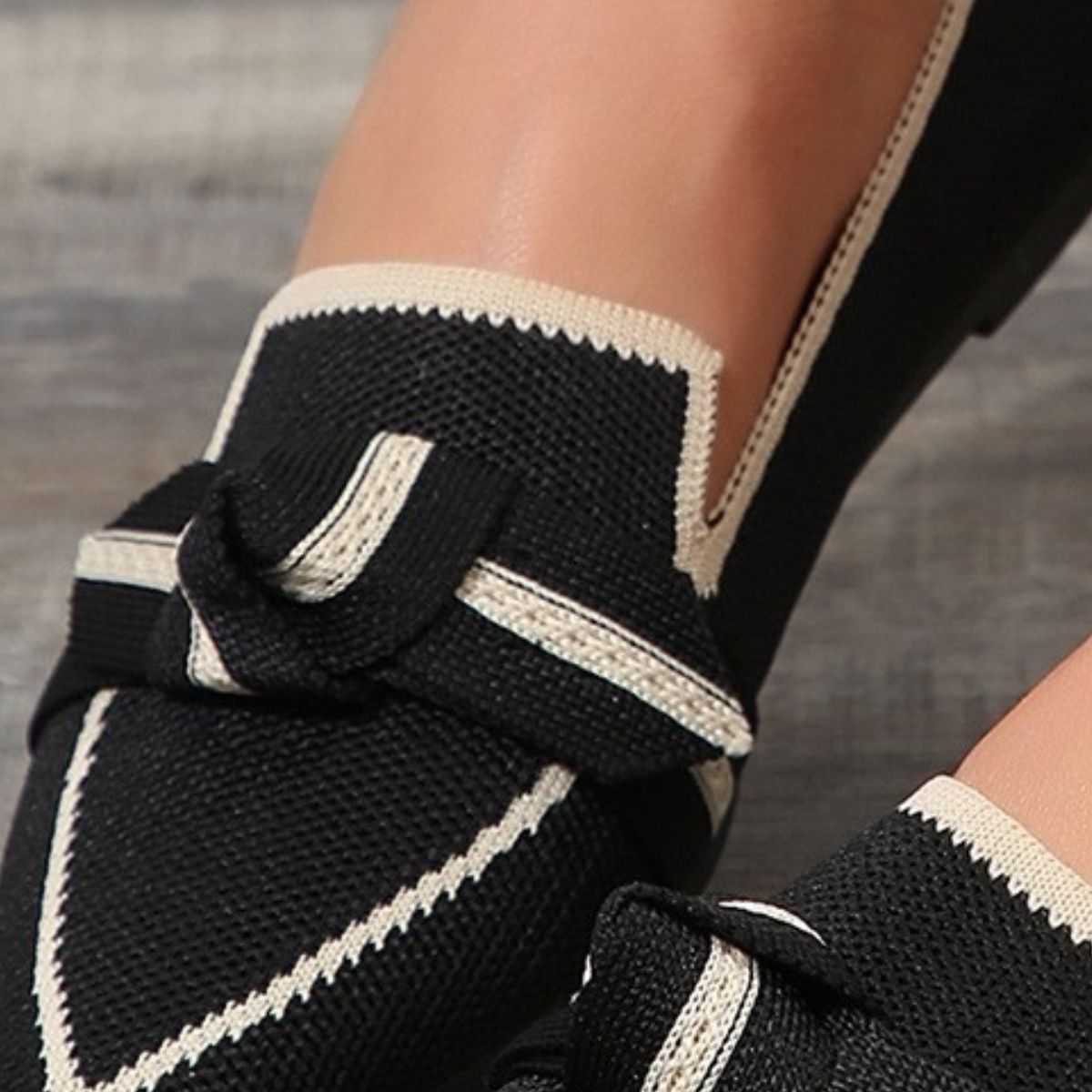 Bow Contrast Trim Point Toe Loafers - Loulou Boutique