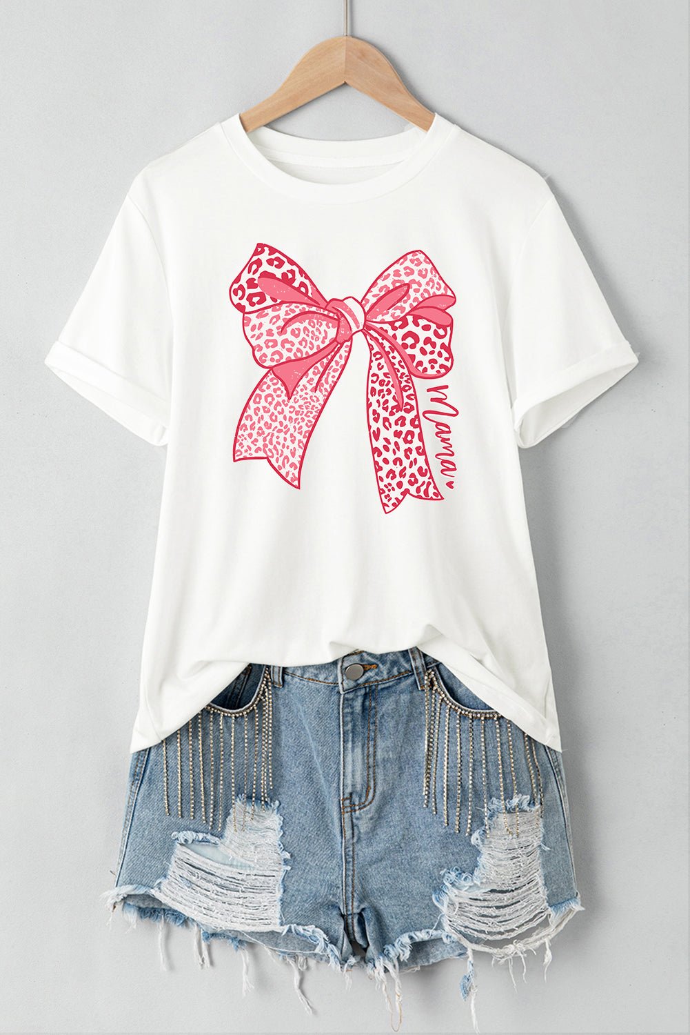 Bow Graphic Round Neck Short Sleeve T-Shirt - Loulou Boutique