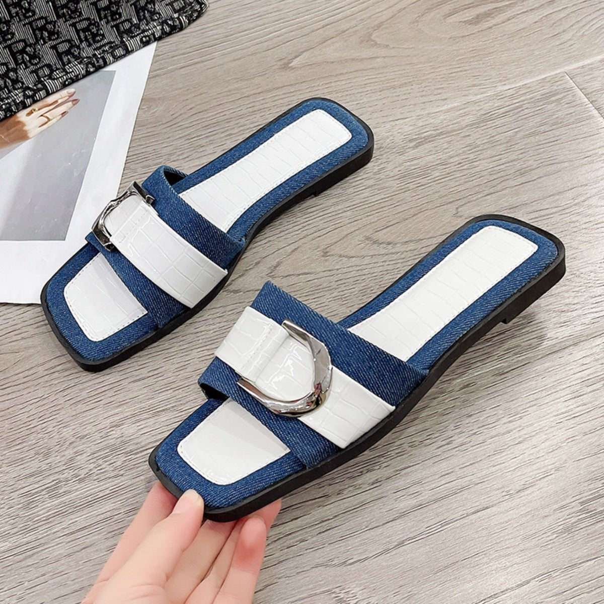 Buckle Trim Open Toe Sandals - Loulou Boutique