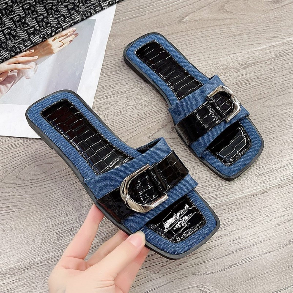 Buckle Trim Open Toe Sandals - Loulou Boutique