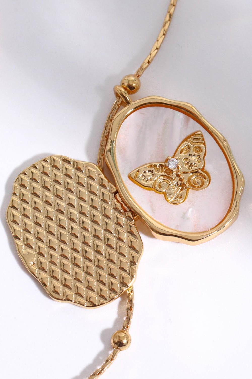 Butterfly Shell Pendant Copper Necklace - Loulou Boutique