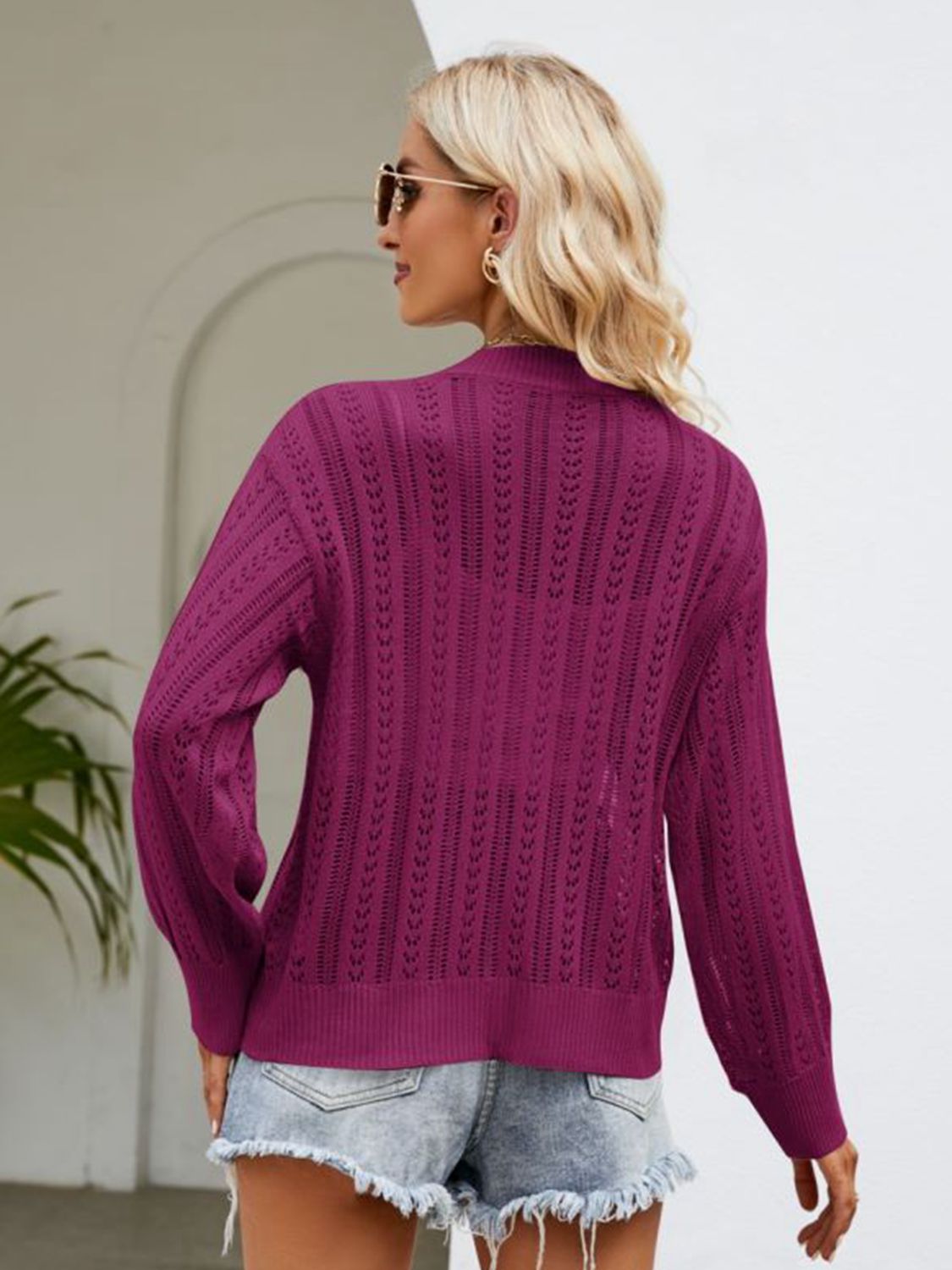 Button Down Ribbed Trim Cardigan - Loulou Boutique