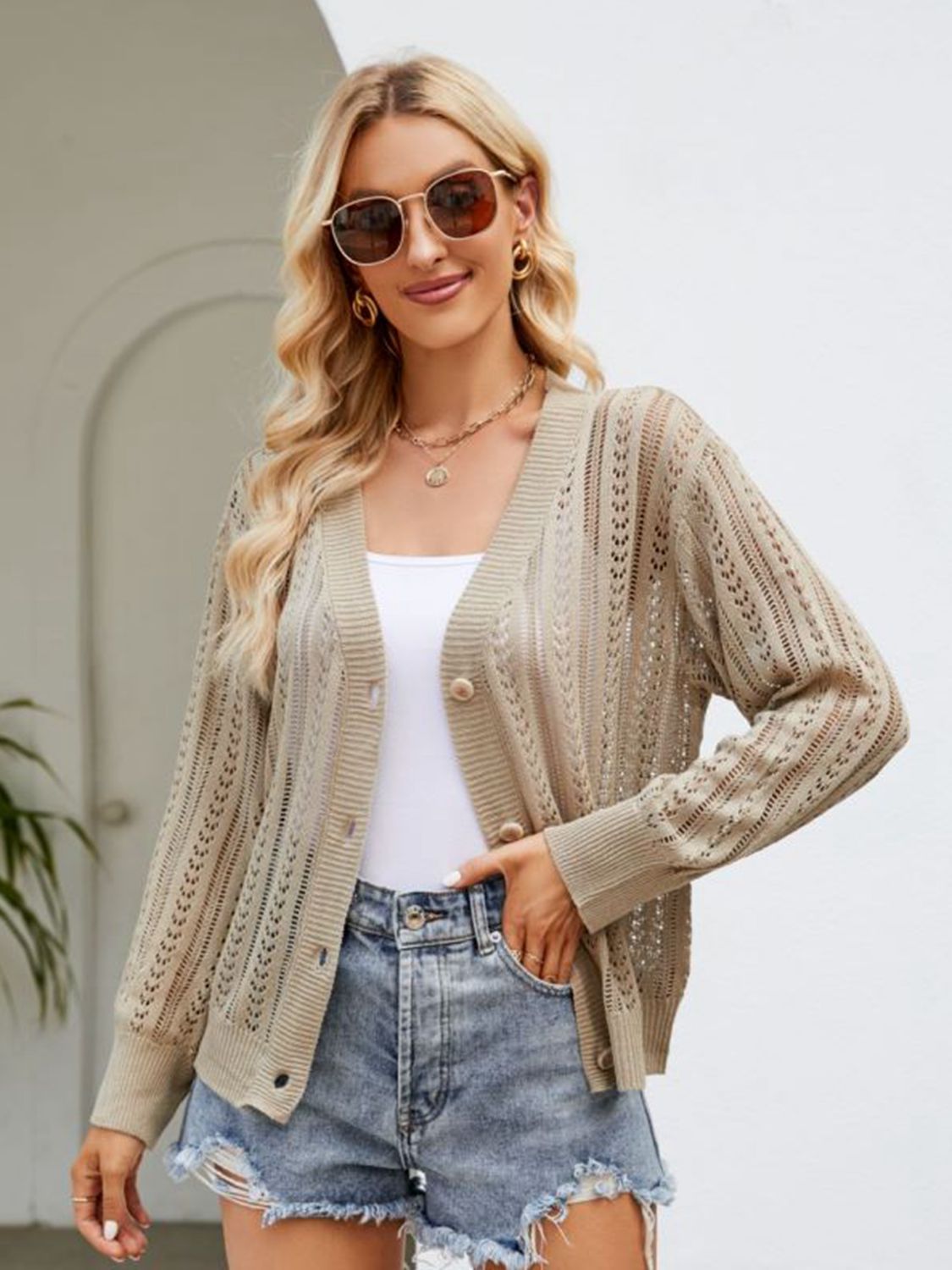 Button Down Ribbed Trim Cardigan - Loulou Boutique