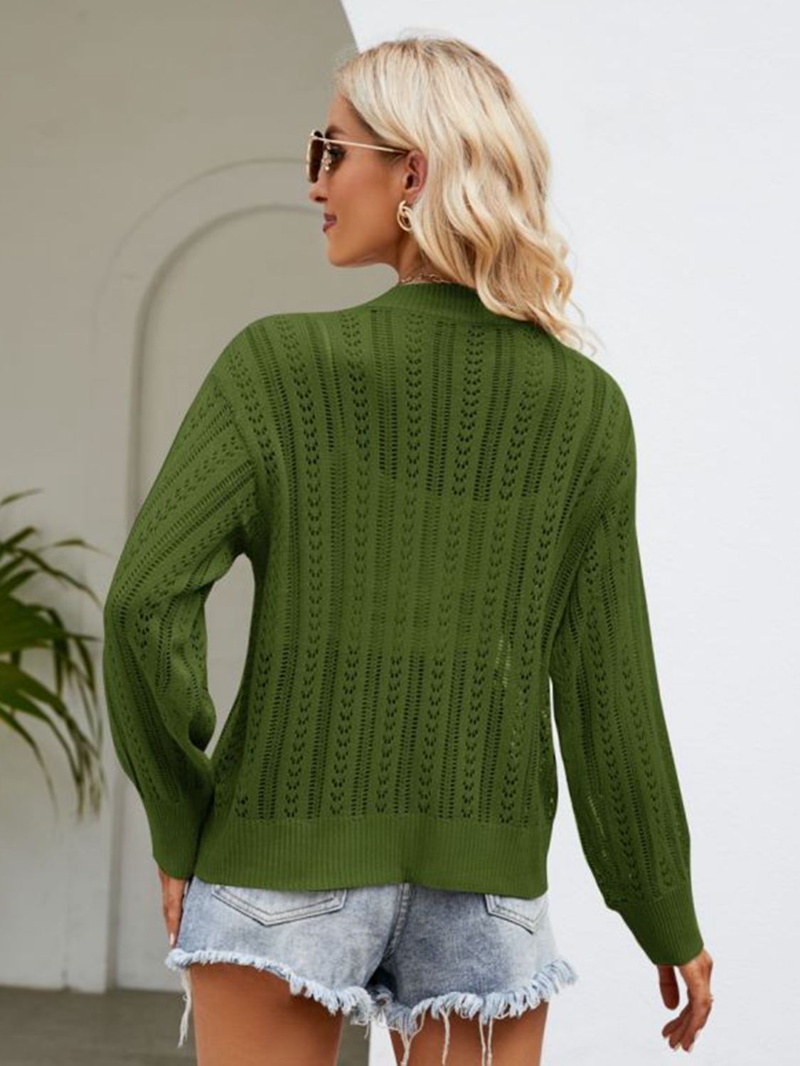 Button Down Ribbed Trim Cardigan - Loulou Boutique