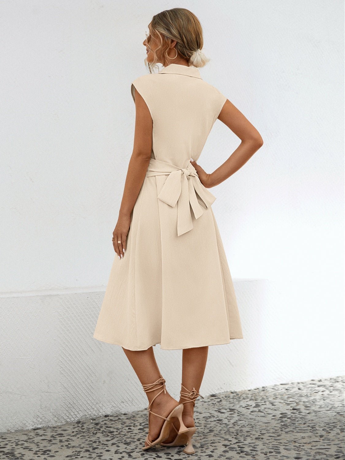 Button Up Cap Sleeve Midi Dress - Loulou Boutique