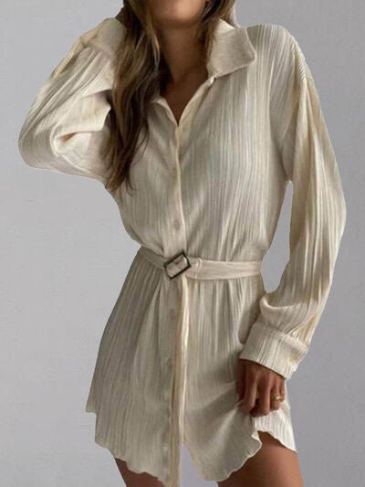 Button Up Dropped Shoulder Shirt Dress - Loulou Boutique