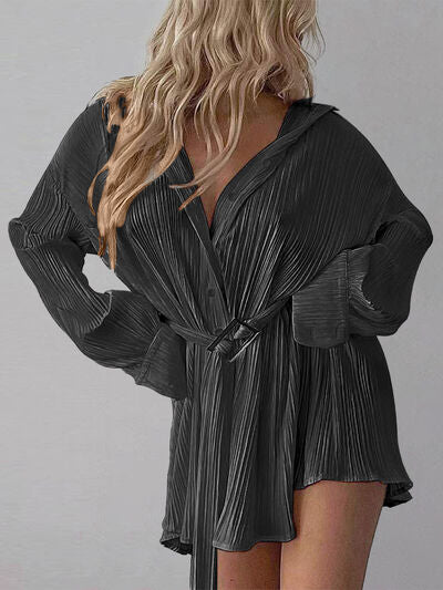 Button Up Dropped Shoulder Shirt Dress - Loulou Boutique
