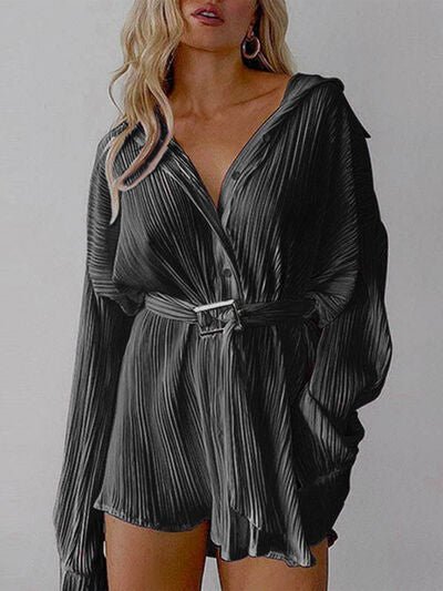 Button Up Dropped Shoulder Shirt Dress - Loulou Boutique