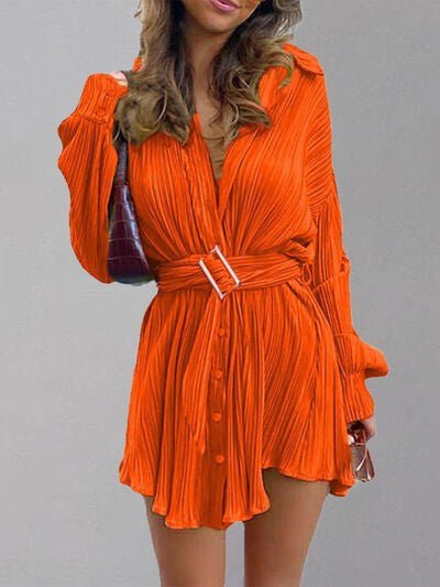 Button Up Dropped Shoulder Shirt Dress - Loulou Boutique