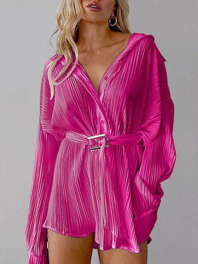 Button Up Dropped Shoulder Shirt Dress - Loulou Boutique