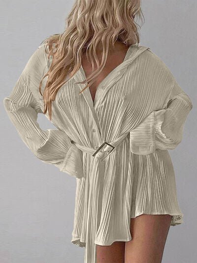 Button Up Dropped Shoulder Shirt Dress - Loulou Boutique