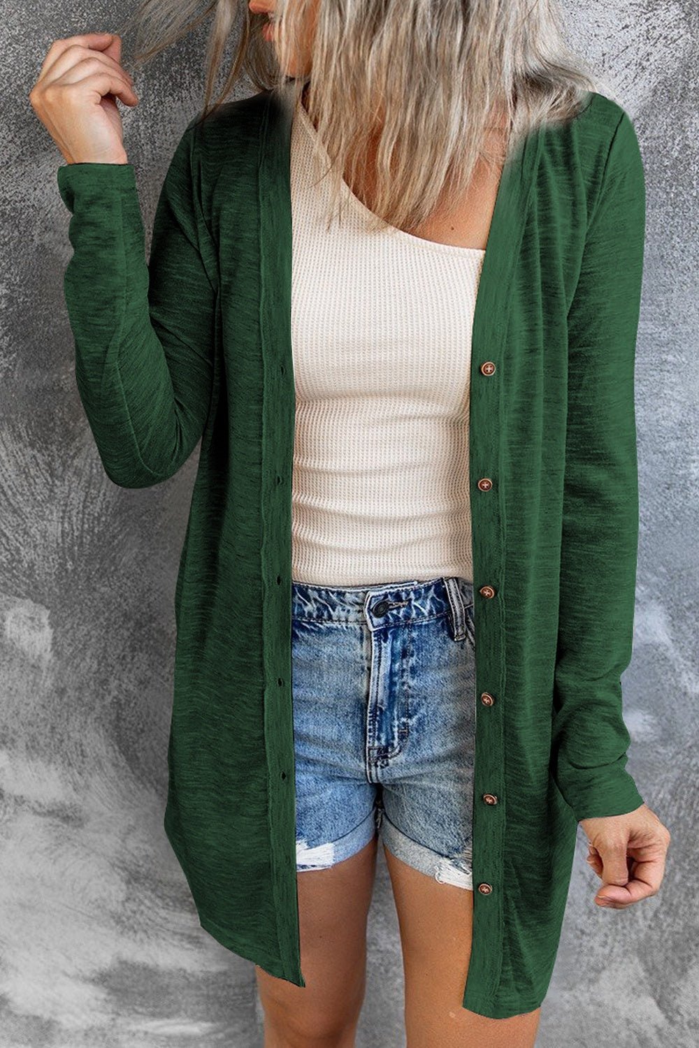 Button Up Long Sleeve Cover Up - Loulou Boutique