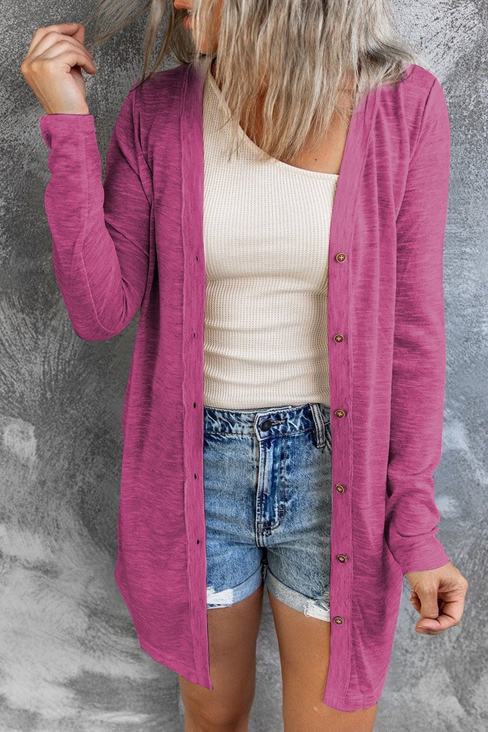 Button Up Long Sleeve Cover Up - Loulou Boutique