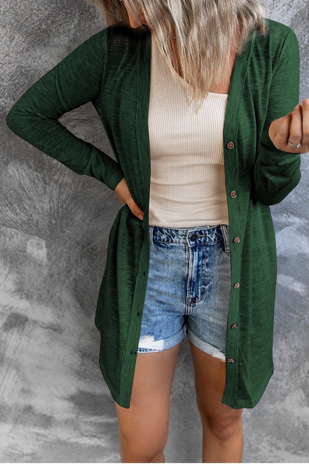 Button Up Long Sleeve Cover Up - Loulou Boutique
