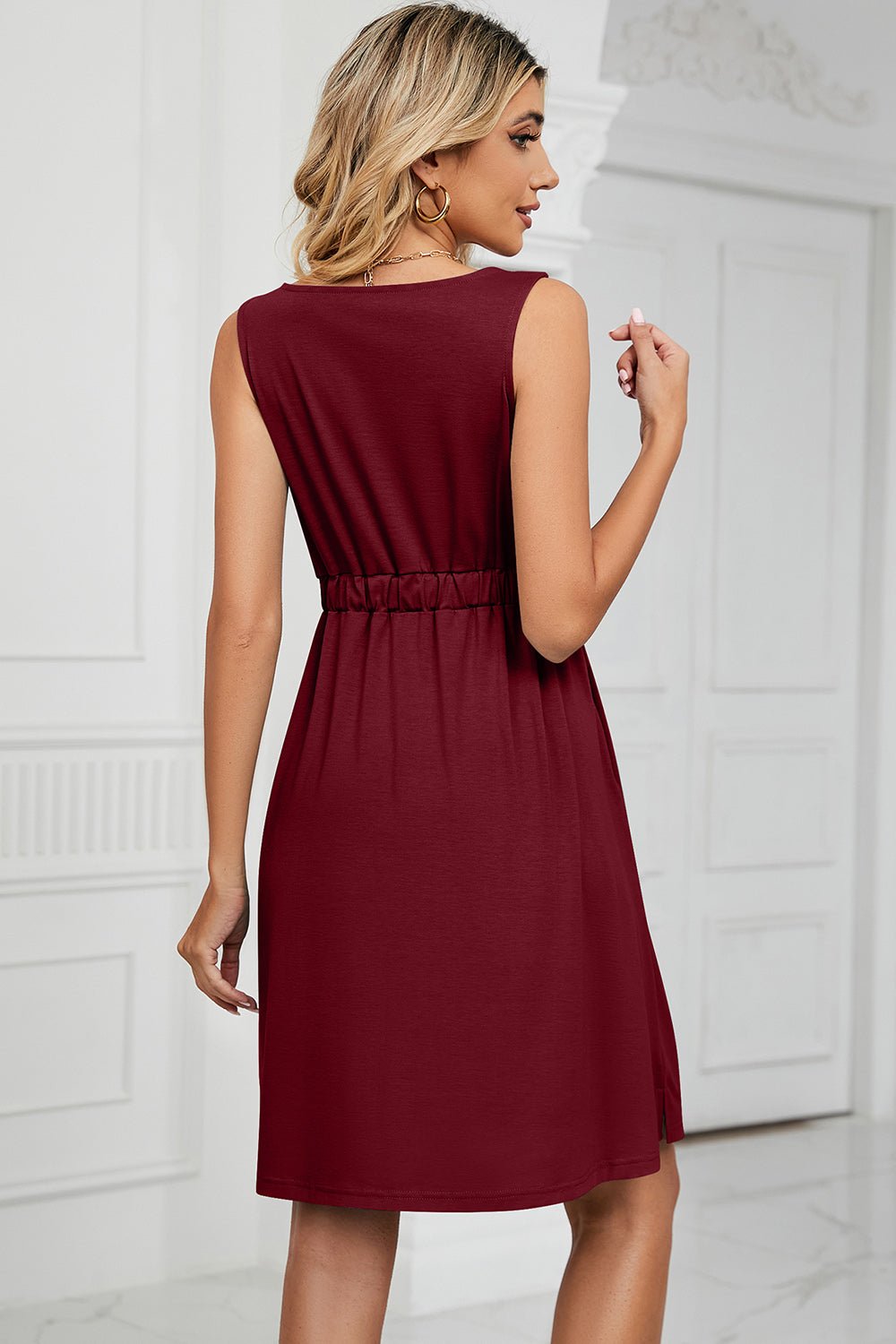 Buttoned Wide Strap Mini Dress - Loulou Boutique