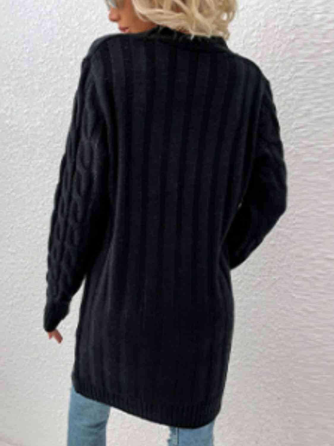 Cable - Knit Button Down Cardigan with Pockets - Loulou Boutique